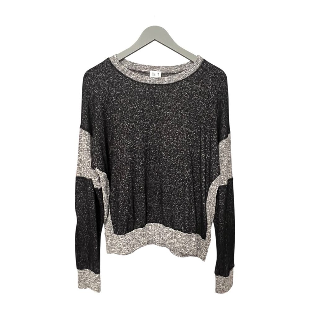 Evereve Peyton Jensen Black Grey Color Block relaxed fit pullover shirt size S